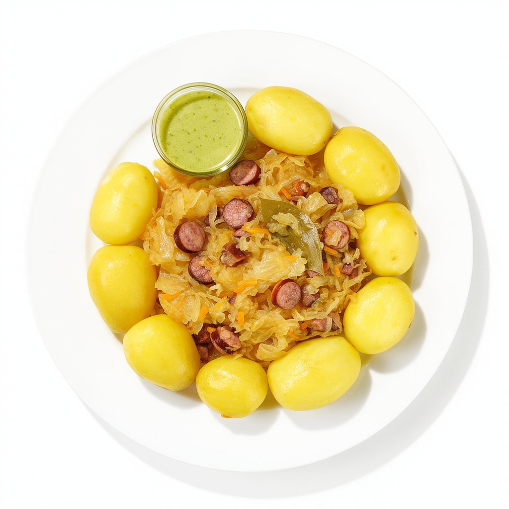 Duszona kiszona kapusta z kiełbaskami w stylu babcinej kuchni