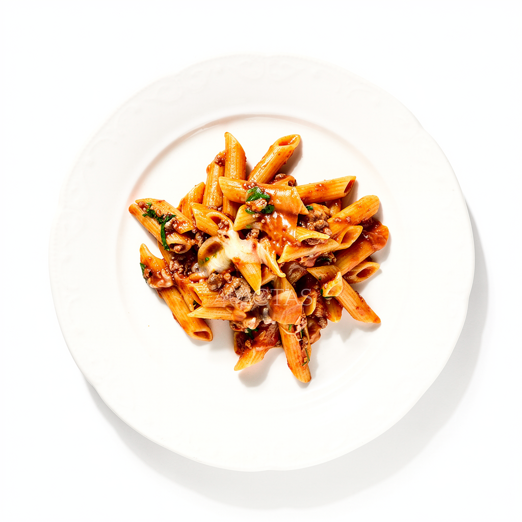 Makaron z mięsem mielonym i serem